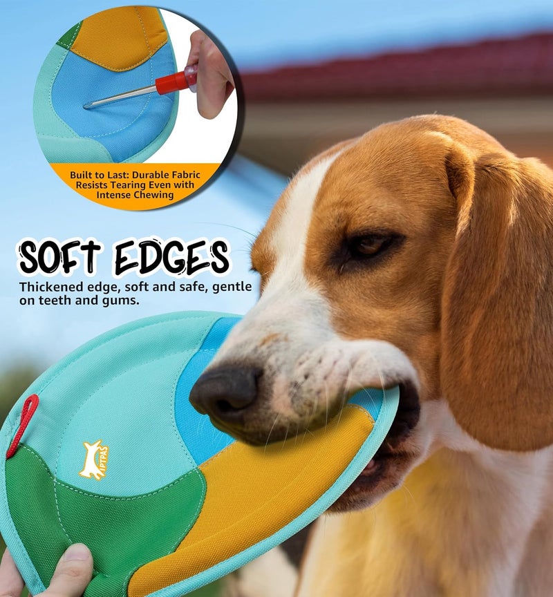 IPTPAS Dog Flying Disc Dog Flyer Toy for Fetch, Durable Nylon 9.5" Diameter with Soft and Thick Edges, Gentle on Teeth & Gums, Lightweight & Water Floating, Outdoor Play for All Breeds (A-Blue/Orange) - Image 4